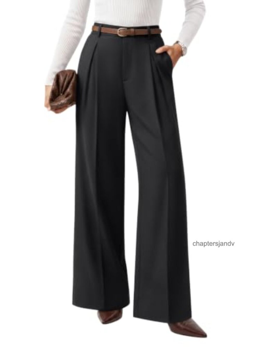Wide Leg Work Pants High Rise Loose Slacks Business Casual Trousers